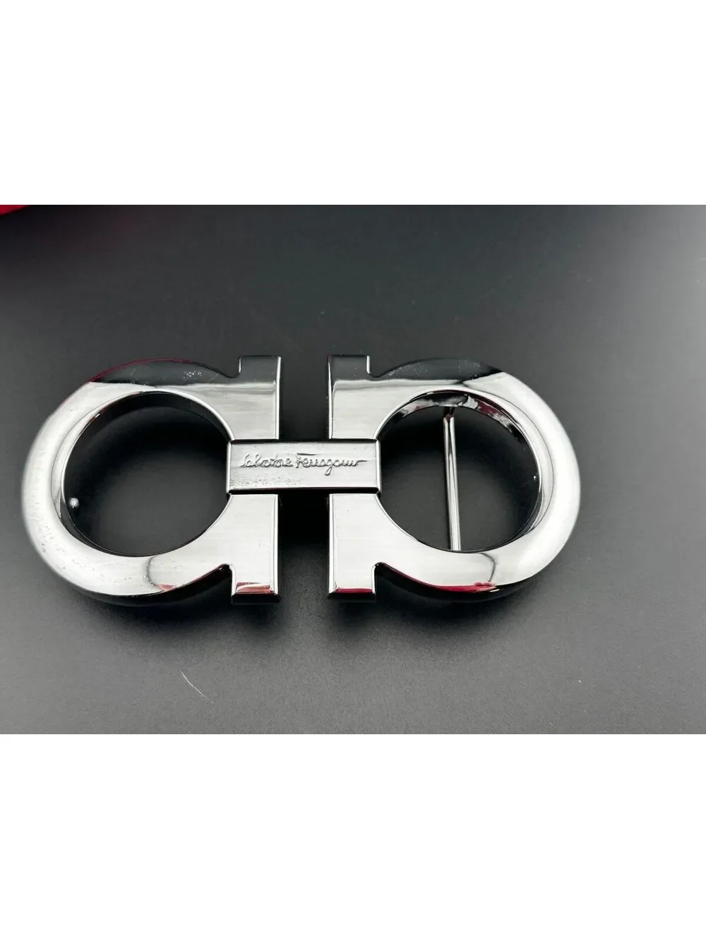 Salvatore Ferragamo Silver Double Gancini Belt Buckle